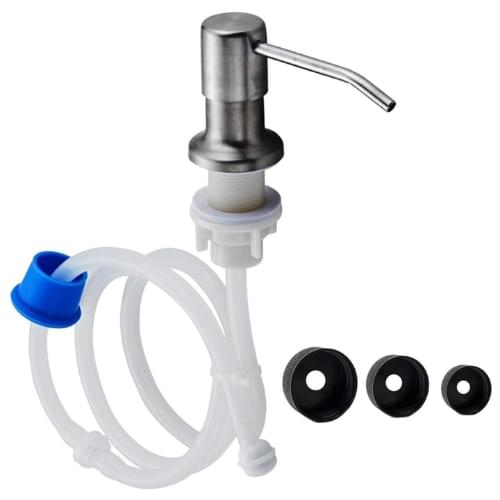 Soap dispenser for kitchen sink built in countertop soap dispenser pump head with 46 inch extension tube kit (silver)